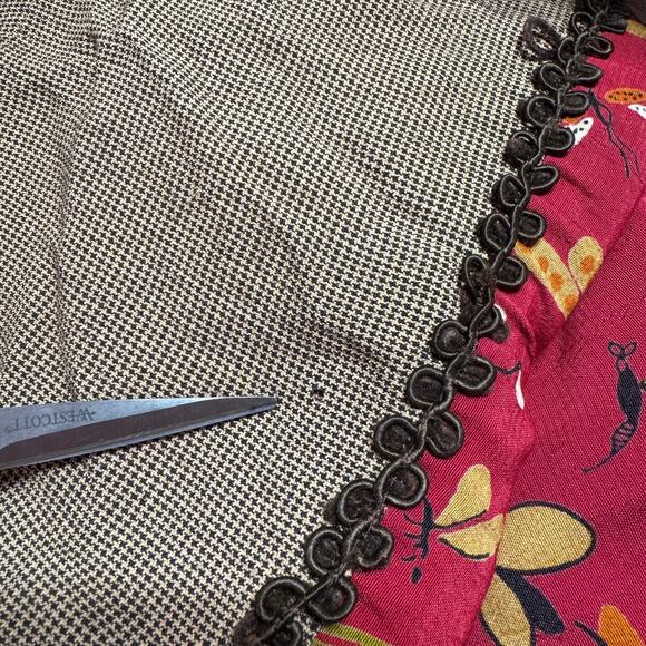 Vtg F. L. Malik Red Crepe Butterfly Dragonfly Novelty Print Maxi Jumper Dress - Picture 10 of 11